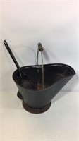 Vintage metal ash bin with scoop