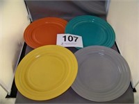 Moderntone Platonite 4 dinner plates, gray, rust,