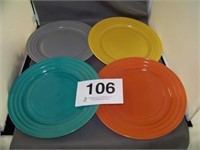 Moderntone Platonite 4 dinner plates, gray, rust,