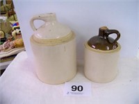 White handled crockery jug, 1 gallon -  half