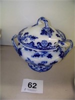 Wonderful Flow Blue tureen and ladle, "Candia,"