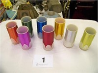 Set of 8 plastic tumblers with glittery outsides,