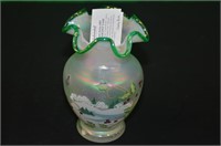 FENTON FRENCH OPAL WITH GREEN VASE