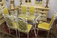 Vintage Glass Top Table w/ 6 chairs