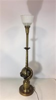 Vintage brass torchiere table lamp