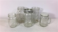 Lot of five Mason jars