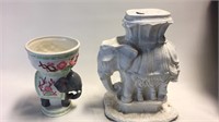 Lot of two ceramic elephant pedestal plant holders