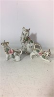 Set of three porcelain kitty cats