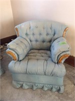 Plaid Sofa, Blue Love Seat, Chair