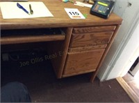 Oak Desk 61" x 25" x 30", (3) Drawer File Cabinet