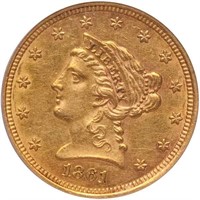 $2.50 1861-S PCGS AU55 CAC