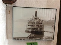 Framed B & W Picture of Delta Queen, 11" x 9 1/2"