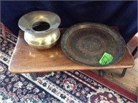 Brass Spittoon & Decorative Platter