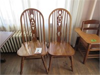 (2) Wooden Chairs ( 1 = 20" x 20" x 41", 1 = 18"