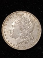 1897 Morgan silver dollar