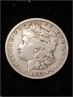 1882 S Morgan silver dollar