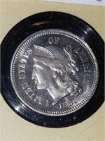 1880 proof 3 cent Nickel coin.