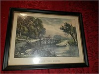 Old Currier and Ives print titled, "The Old Ford