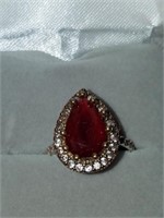 Ruby estate ring and sterling silver size 7 new