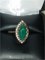 Sterling silver and emerald dinner ring new in