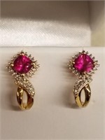 Ruby and Diamond dinner earrings beautiful new in