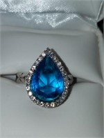 Sterling silver and blue topaz dinner ring