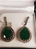 Beautiful emerald estate earrings new inbox