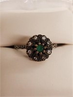 sterling silver and emerald ring new in box