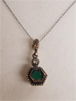 Emerald dinner necklace new in box