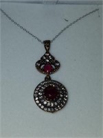 Beautiful Ruby dinner necklace new in box