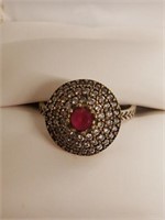 Sterling silver and Ruby dinner ring new in box