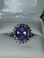 Sterling silver and Amethyst dinner ring
