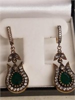 Beautiful emerald estate earrings new in box