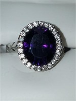 Lovely sterling silver and Amethyst evening ring