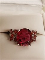 Sterling silver and Garnet estate ring beautiful