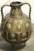 ANTIQUE COPPER & BRASS JAR WITH HANDLES