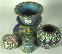 MIXED LOT OF SIX ANTIQUE CHINESE CLOISONNE PIECES