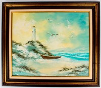 Art California Lighthouse Seascape Painting Morgan