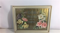 Vintage God bless our home framed art