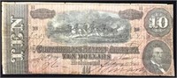 1864 Confederate States of America $10 Note