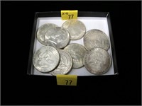 10- 1964 Kennedy silver half dollars, uncirculated