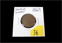 1869 U.S. Shield two-cent piece
