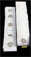54- Roosevelt silver dimes, many uncirculated,
