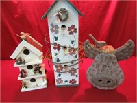 Bird Houses: Assorted Sizes & Styles, 3pc Lot