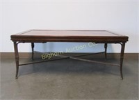 Coffee Table w/ Wooden Inlay Top & Metal Base