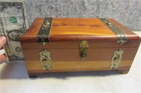 antique Cedar Jewelry-Trinket Box w/ Metal Accent