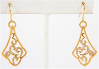 Jewelry 18kt Yellow Gold Diamond Drop Earrings