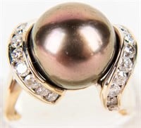 Jewelry 14kt Yellow Gold Pearl & Diamond Ring