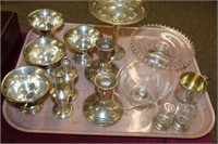 14pc Misc Sterling; Shakers, Compotes, Candle