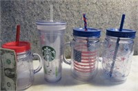 lot 4 NICE Poly Drinking Tea/Coffee Glasses Mugs
